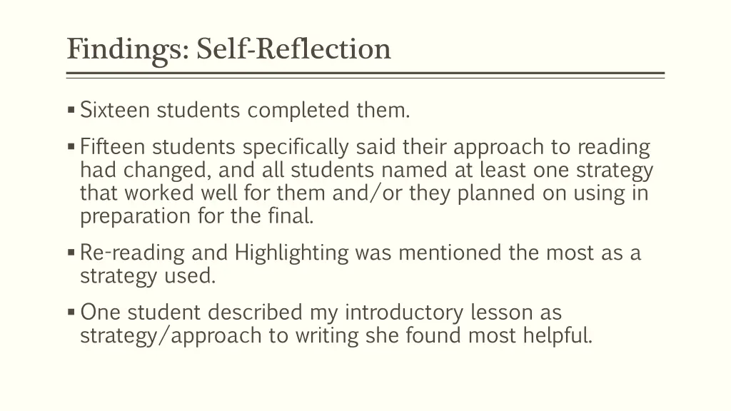 findings self reflection