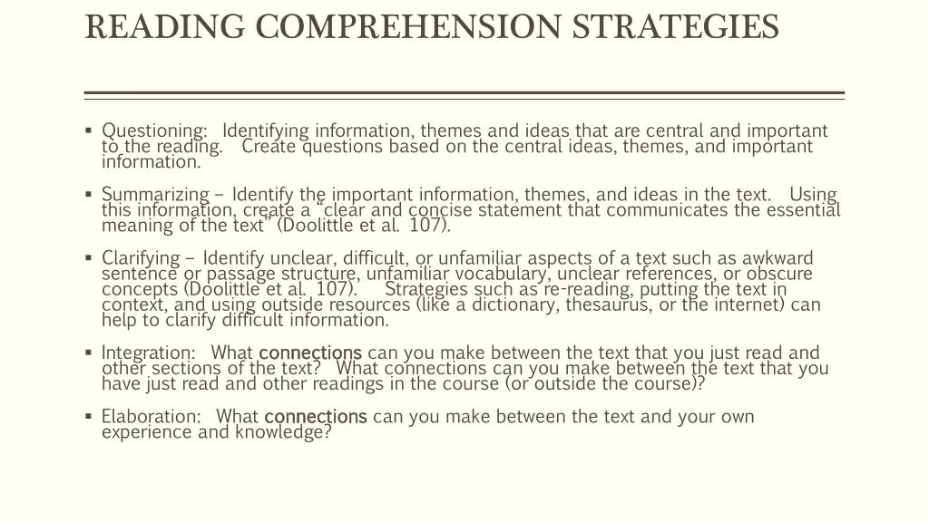 reading comprehension strategies