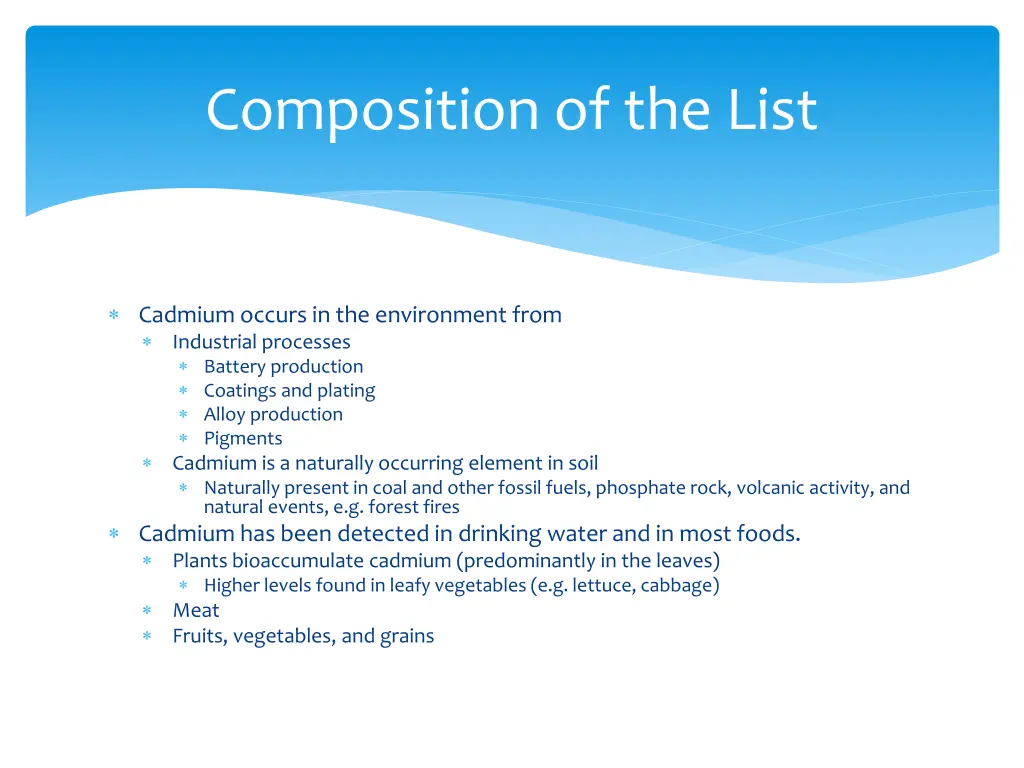 composition of the list 7