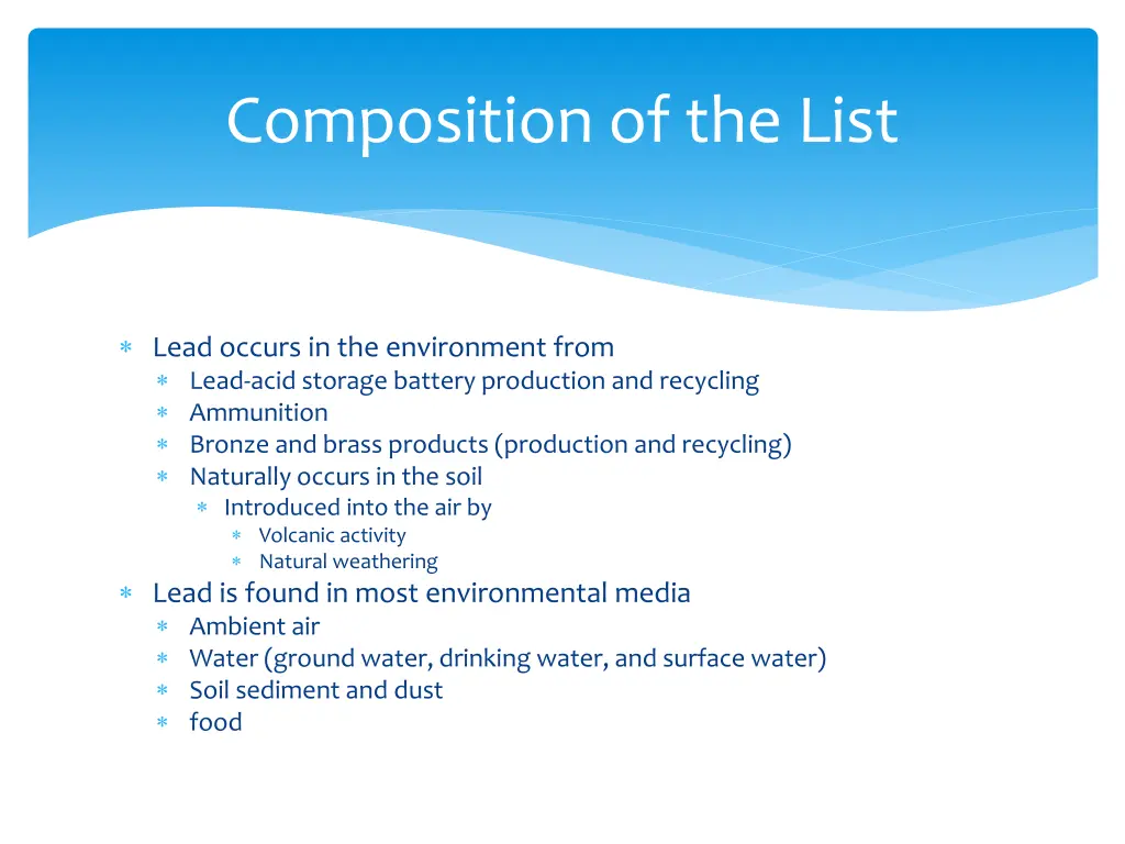 composition of the list 8