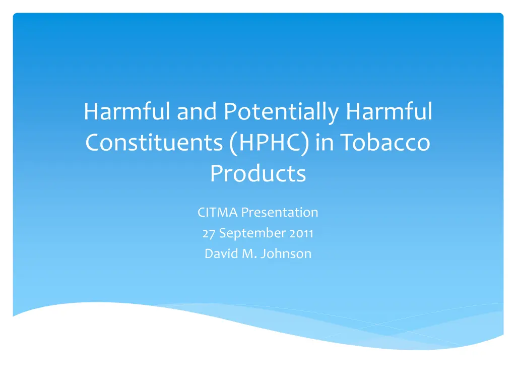 harmful and potentially harmful constituents hphc