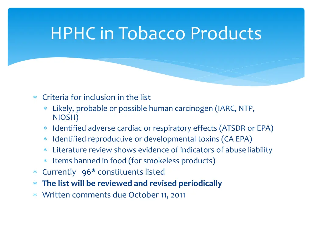 hphc in tobacco products 4