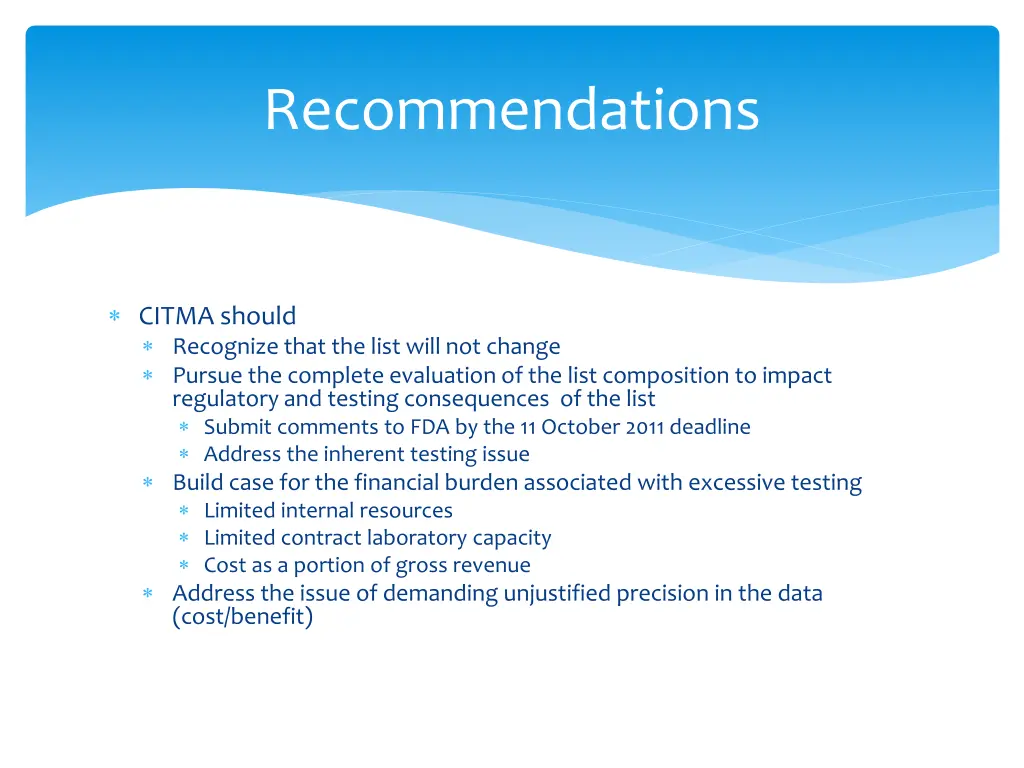 recommendations