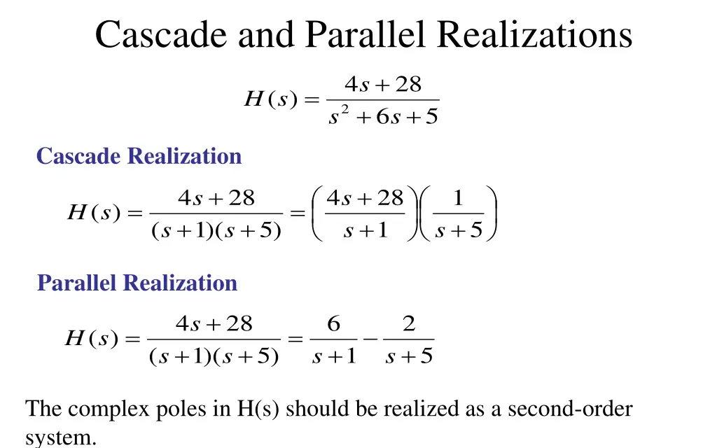 cascade and parallel realizations
