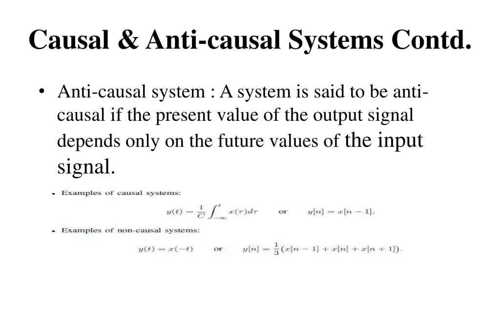 causal anti causal systems contd
