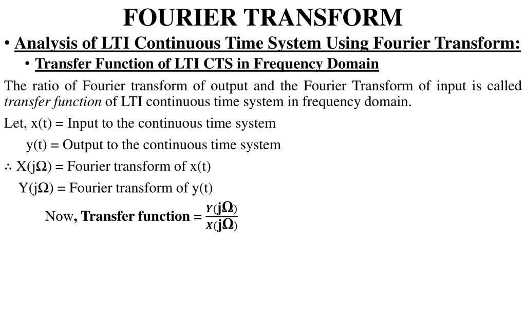 fourier transform analysis of lti continuous time