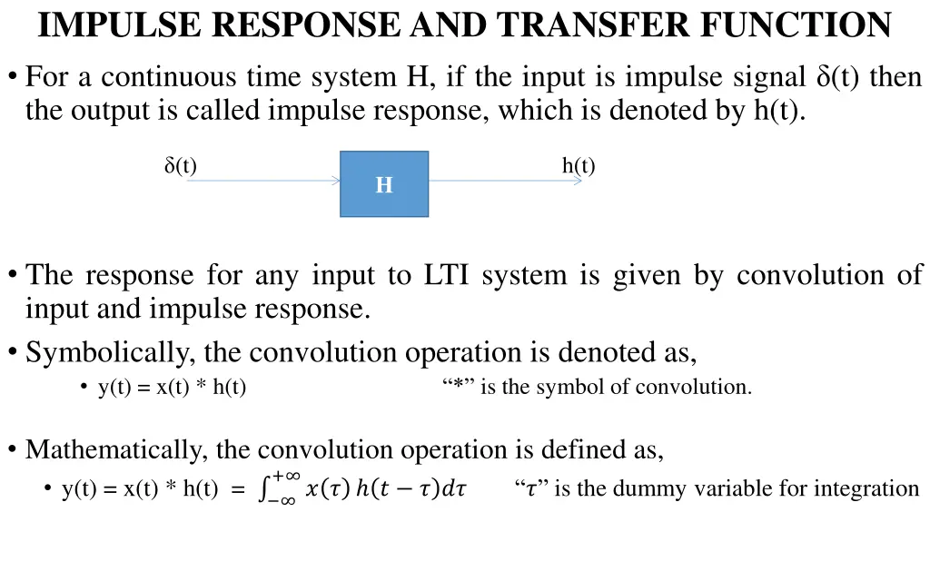 impulse response and transfer function