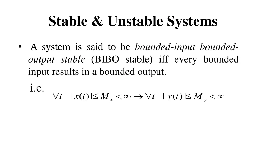 stable unstable systems