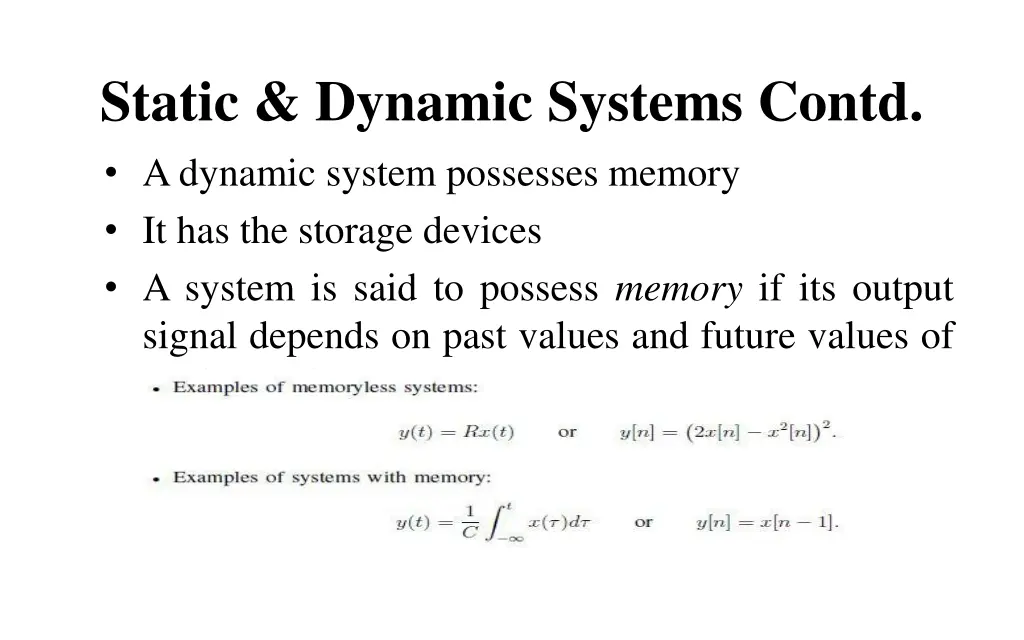 static dynamic systems contd a dynamic system