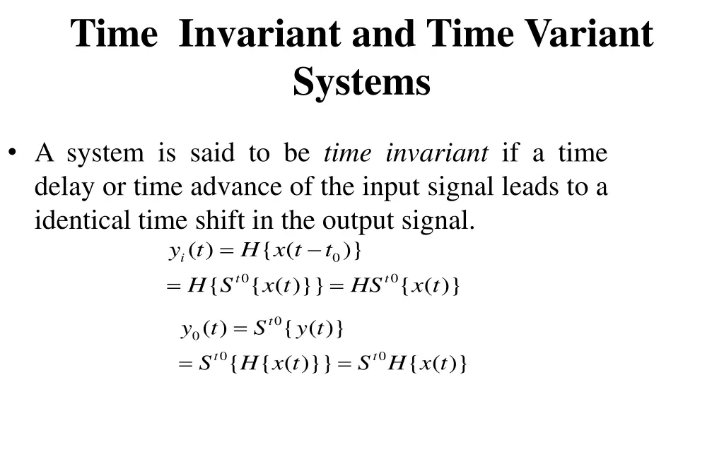 time invariant and time variant systems