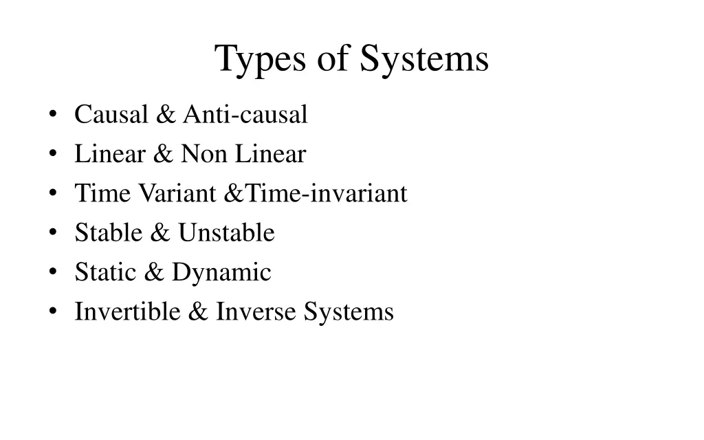 types of systems