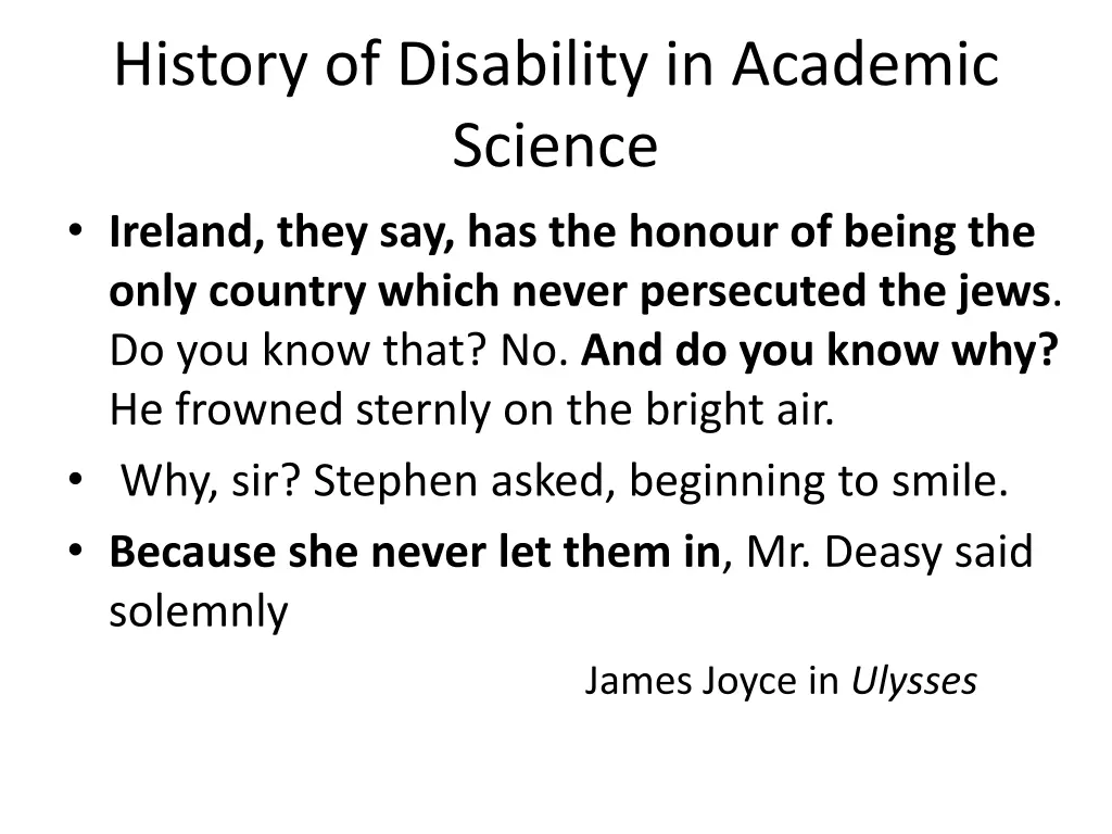 history of disability in academic science ireland