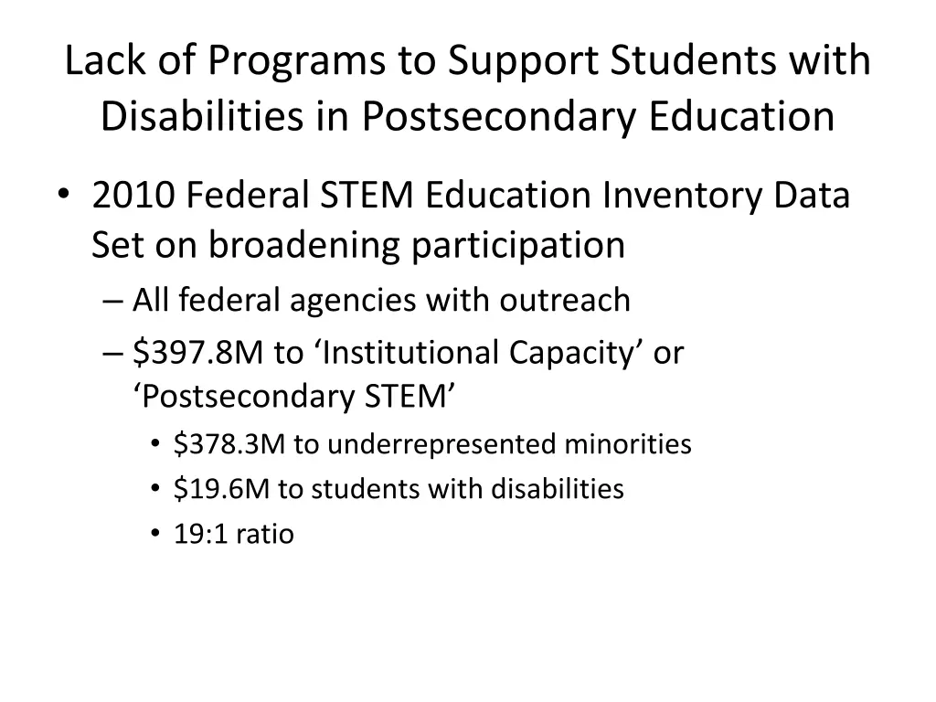 lack of programs to support students with
