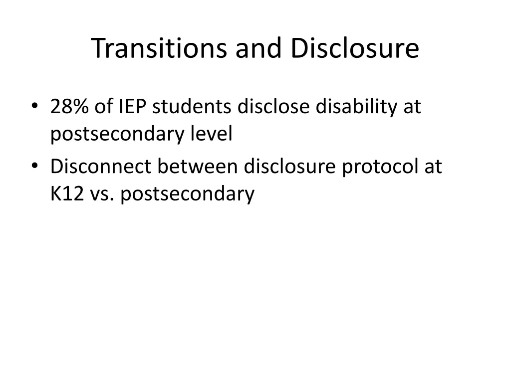 transitions and disclosure