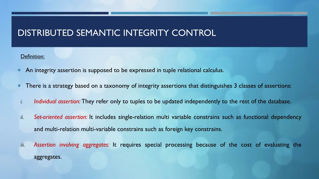 distributed semantic integrity control 1
