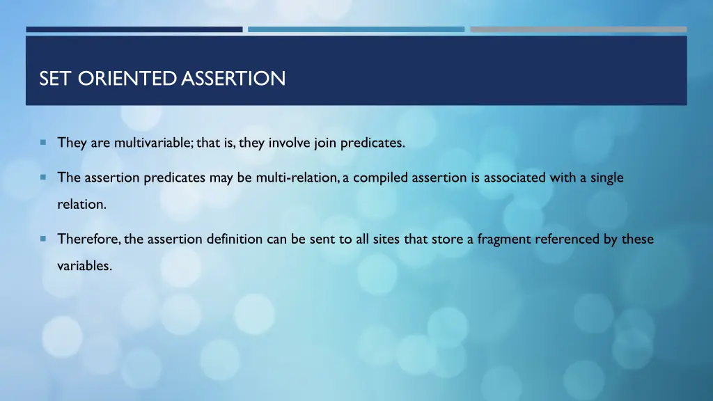 set oriented assertion
