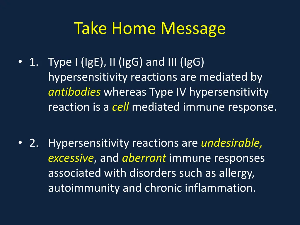 take home message