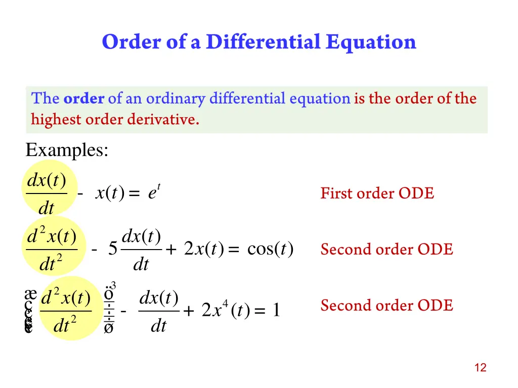 examples dx t dt d x t dt
