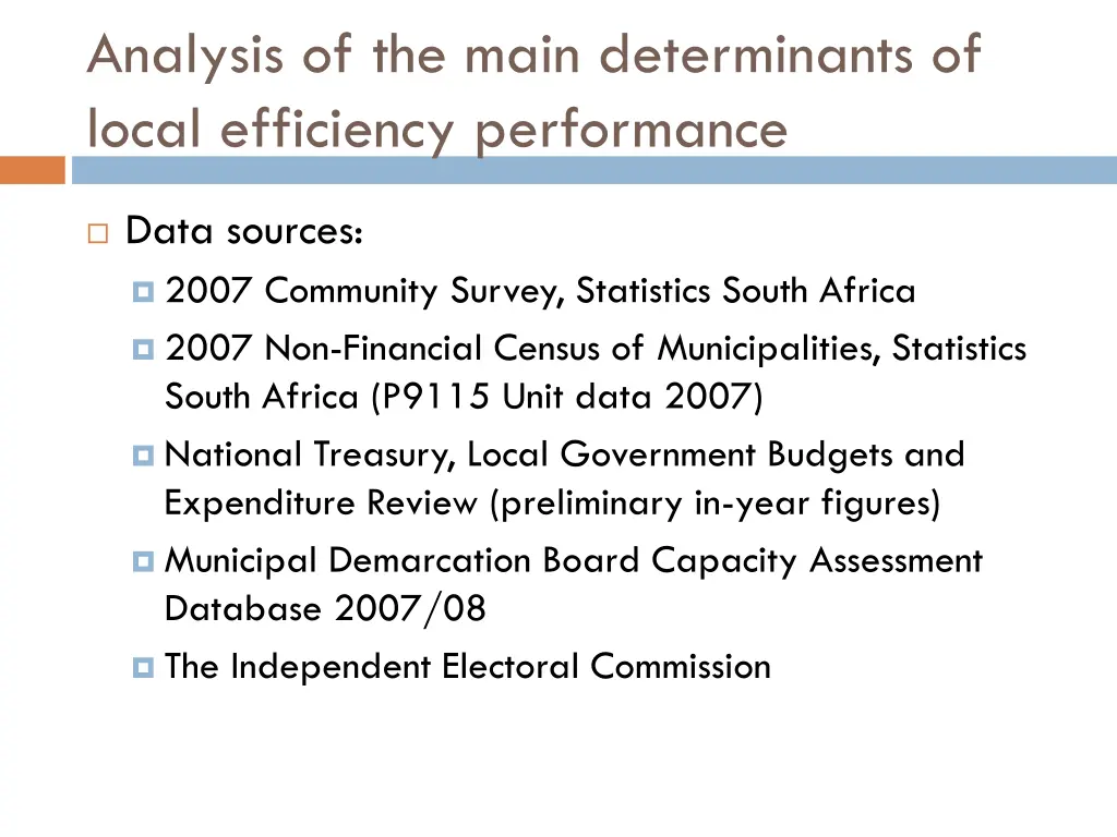 analysis of the main determinants of local 3