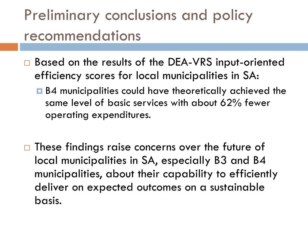 preliminary conclusions and policy recommendations 1