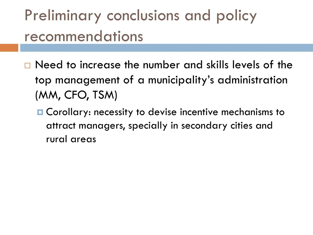 preliminary conclusions and policy recommendations 4