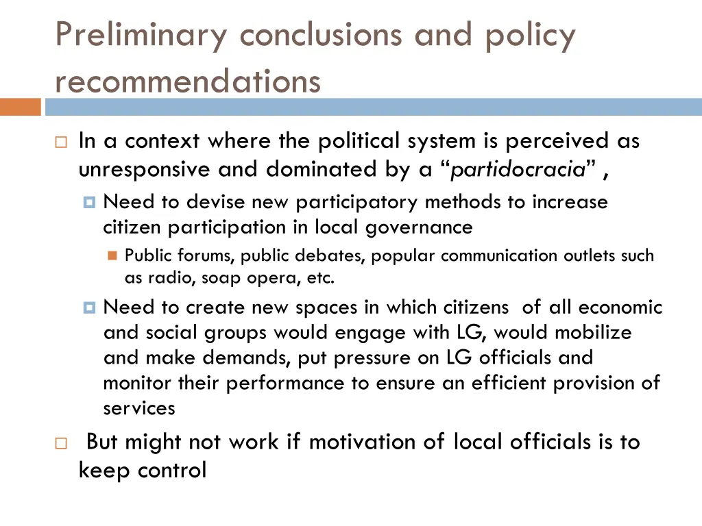 preliminary conclusions and policy recommendations 5