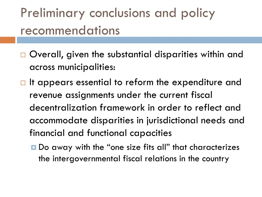 preliminary conclusions and policy recommendations 6
