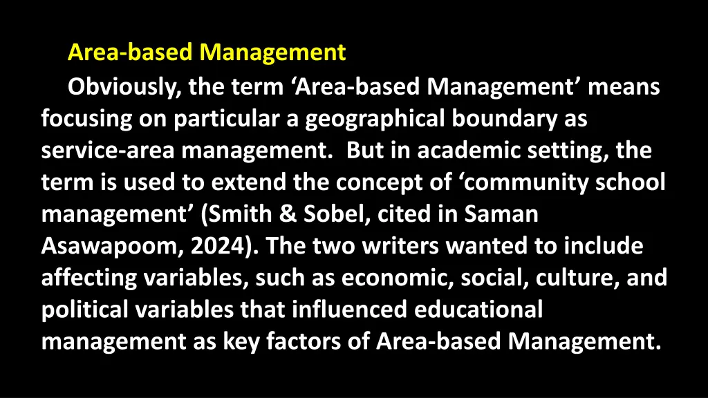 area based management obviously the term area