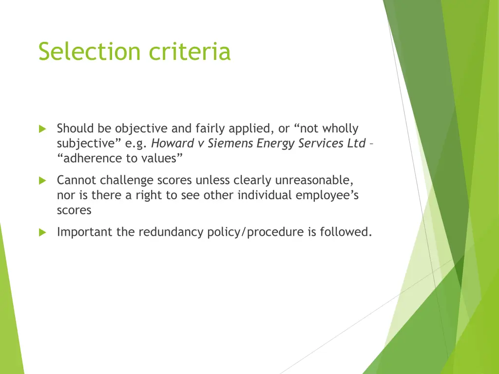 selection criteria