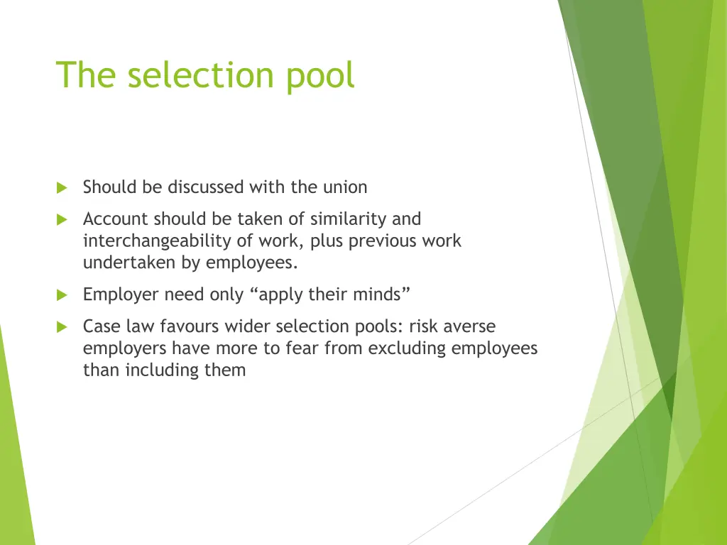 the selection pool