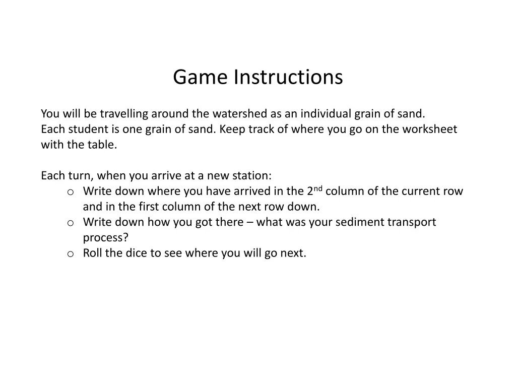game instructions