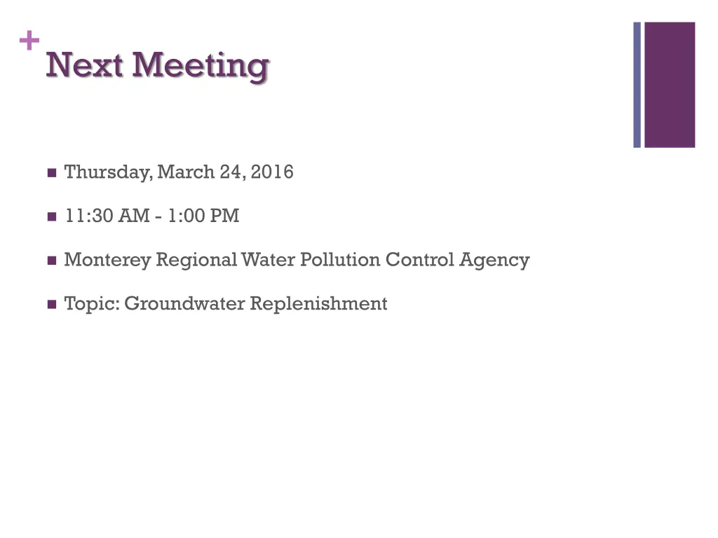 next meeting