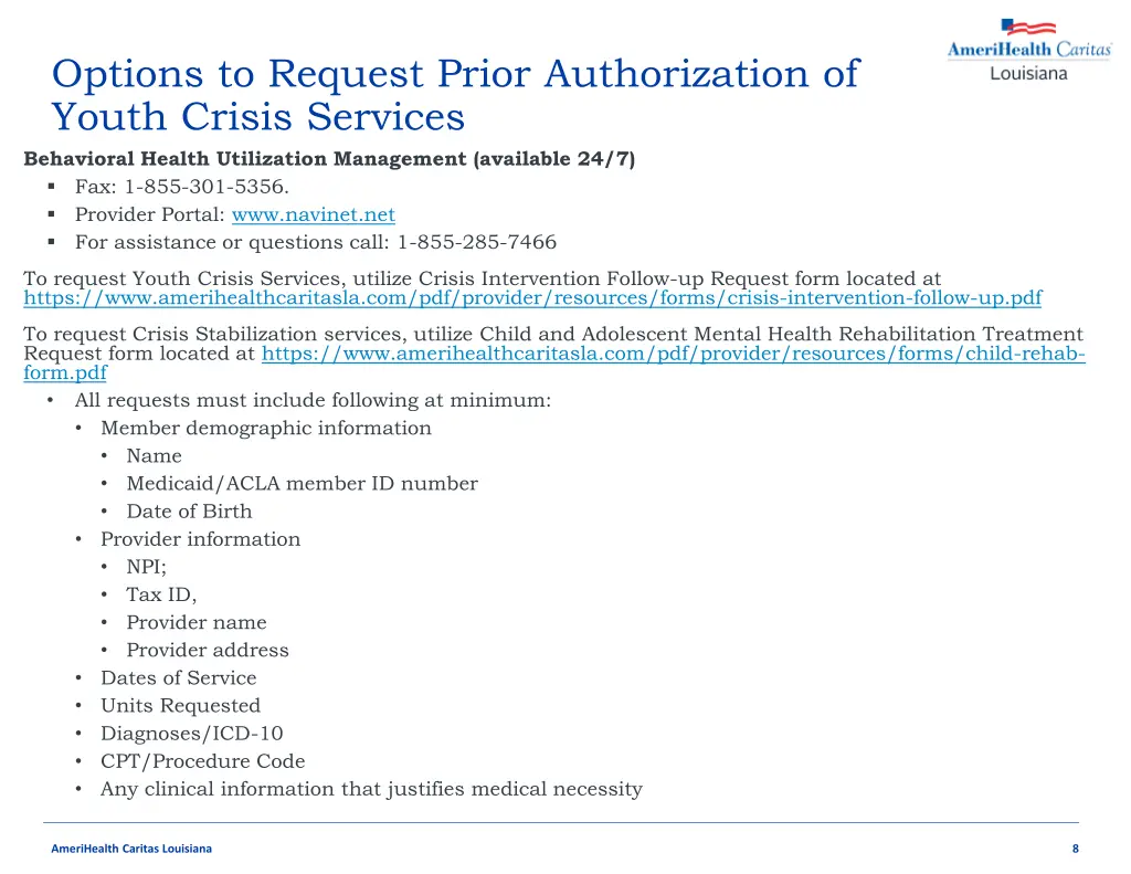 options to request prior authorization of youth