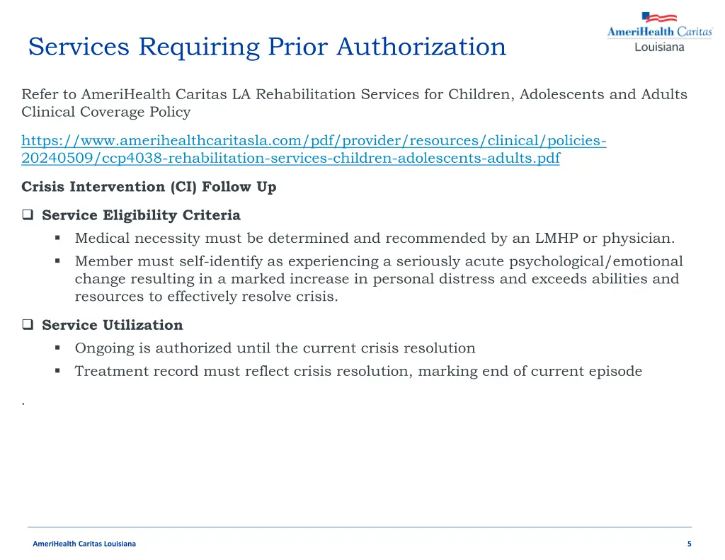 services requiring prior authorization