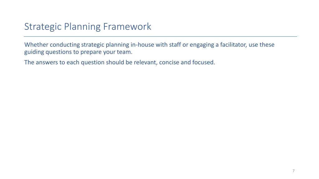 strategic planning framework