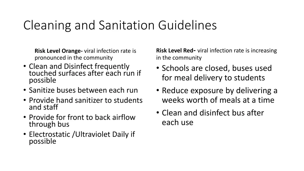cleaning and sanitation guidelines