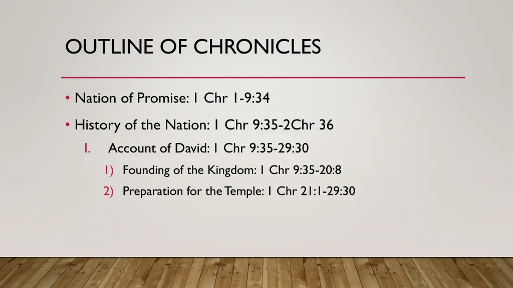 outline of chronicles