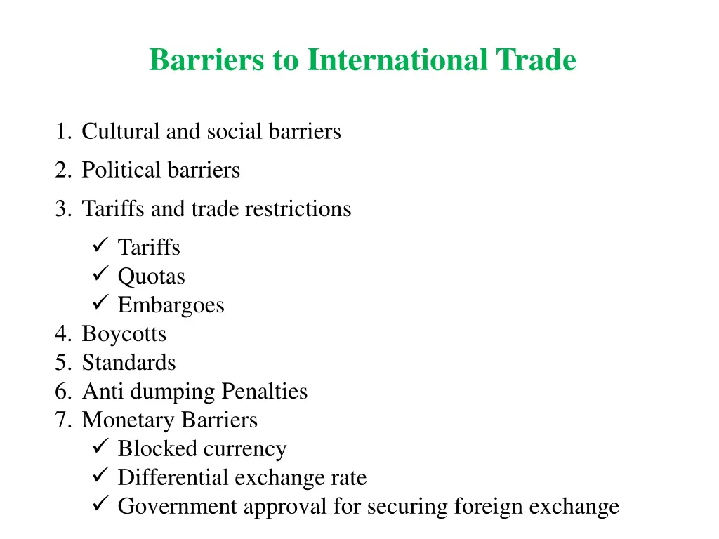 barriers to international trade