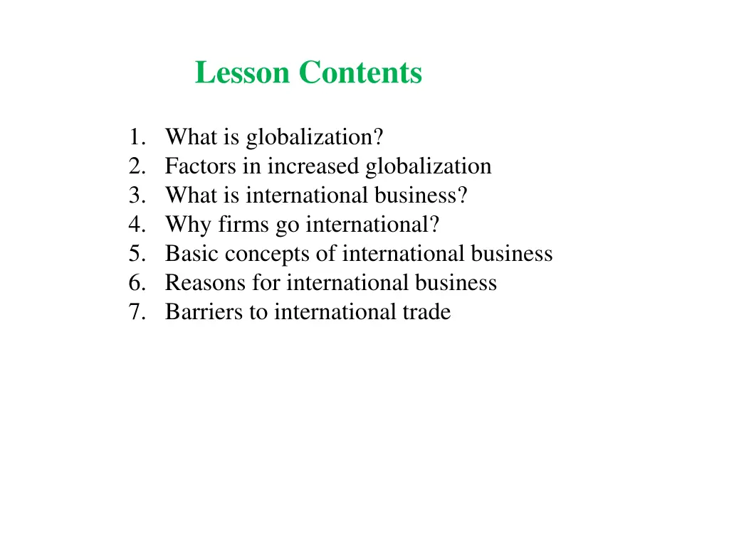 lesson contents