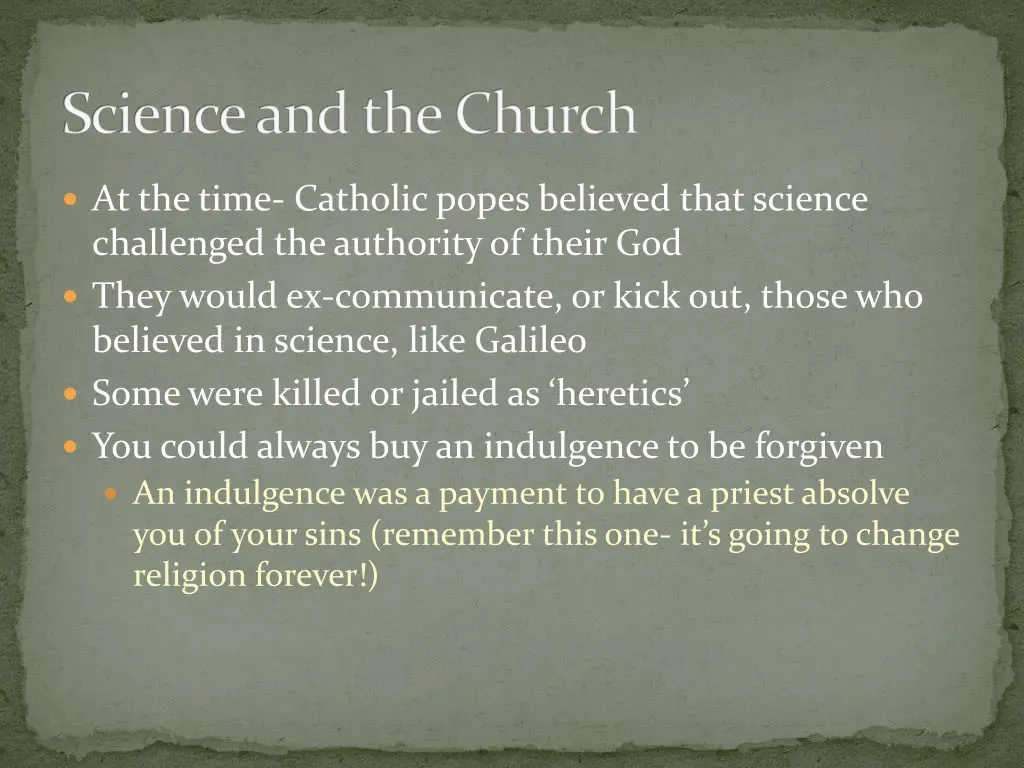 science and the church