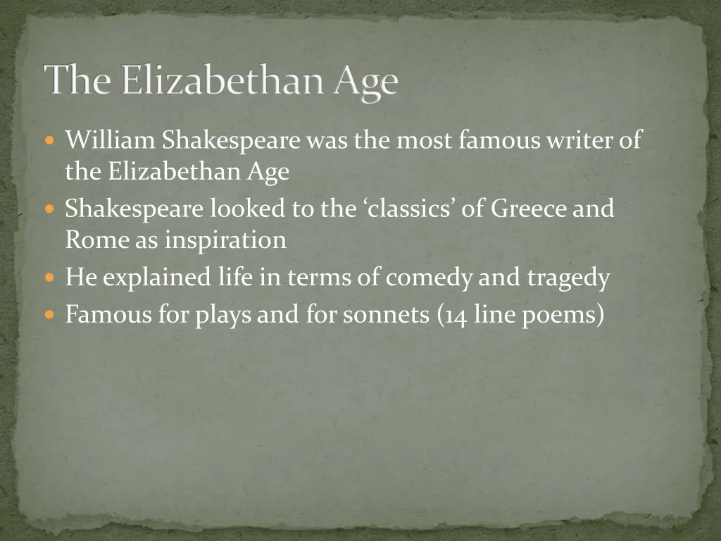 the elizabethan age
