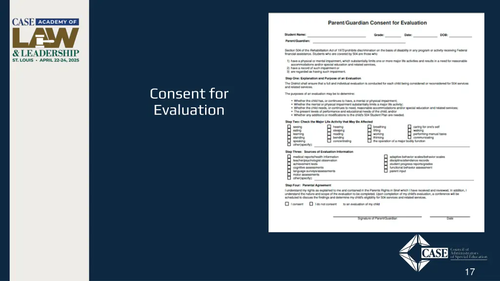 consent for evaluation