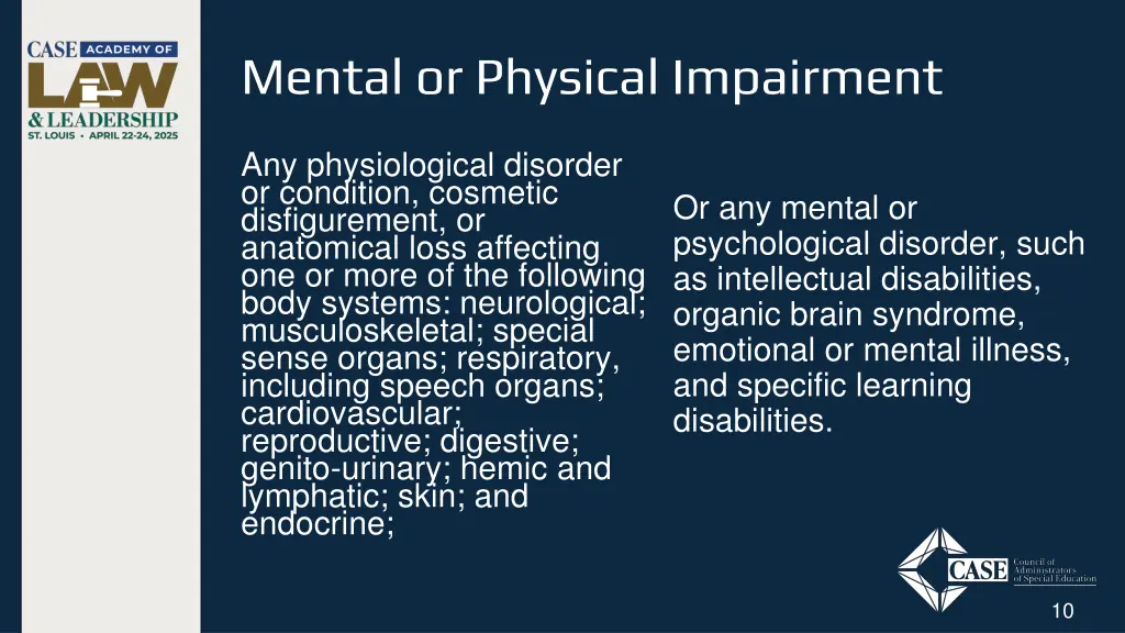 mental or physical impairment