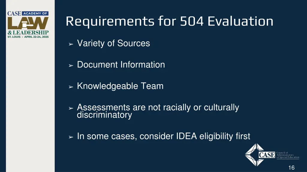 requirements for 504 evaluation
