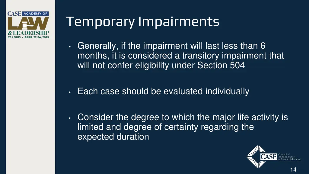 temporary impairments