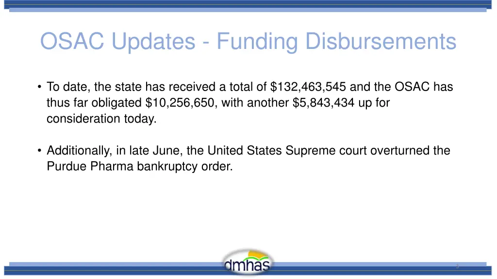 osac updates funding disbursements