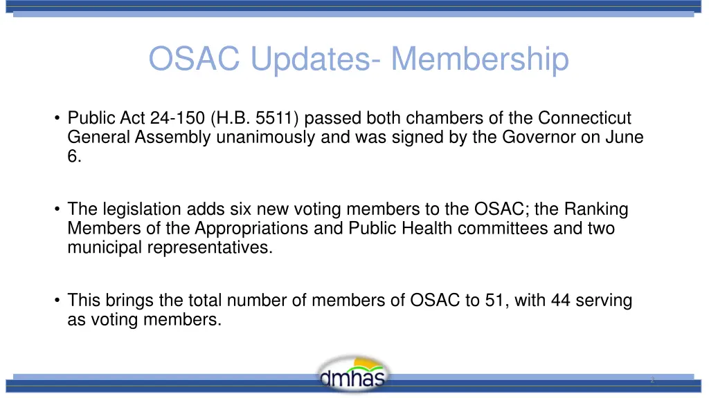 osac updates membership