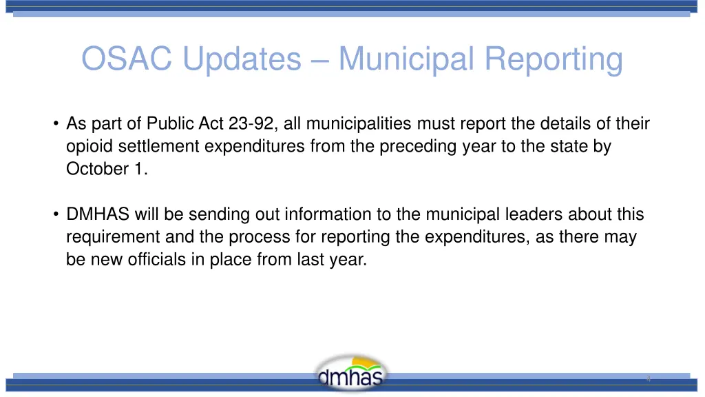 osac updates municipal reporting