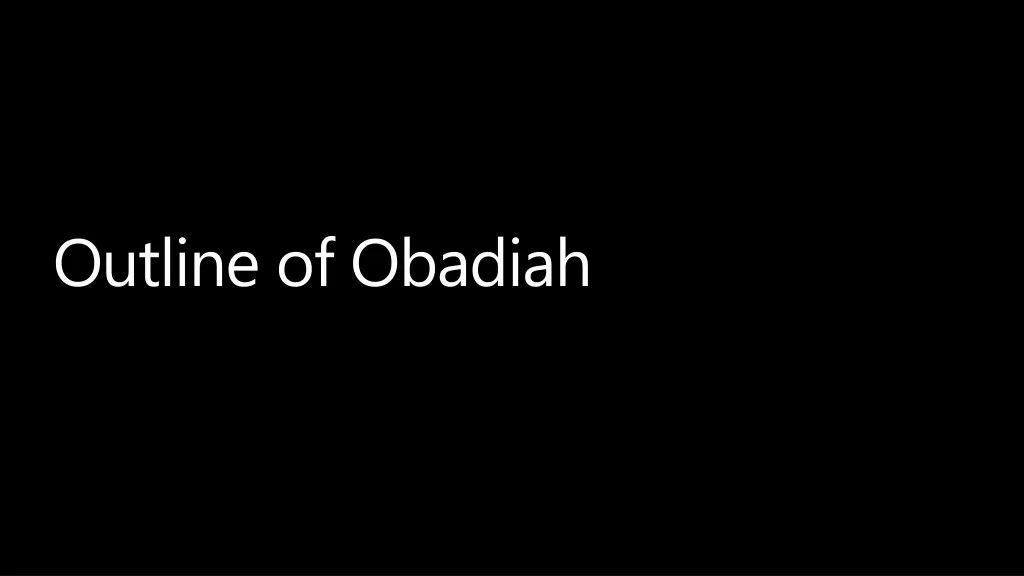 outline of obadiah