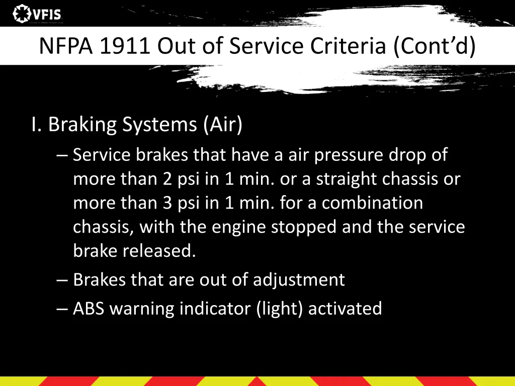 nfpa 1911 out of service criteria cont d 8